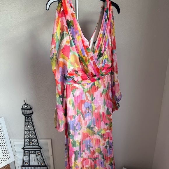 NWT Betsy & Adam Floral Long Sleeve A-Line Gown Maxi Dress Sz 6 - Picture 4 of 10
